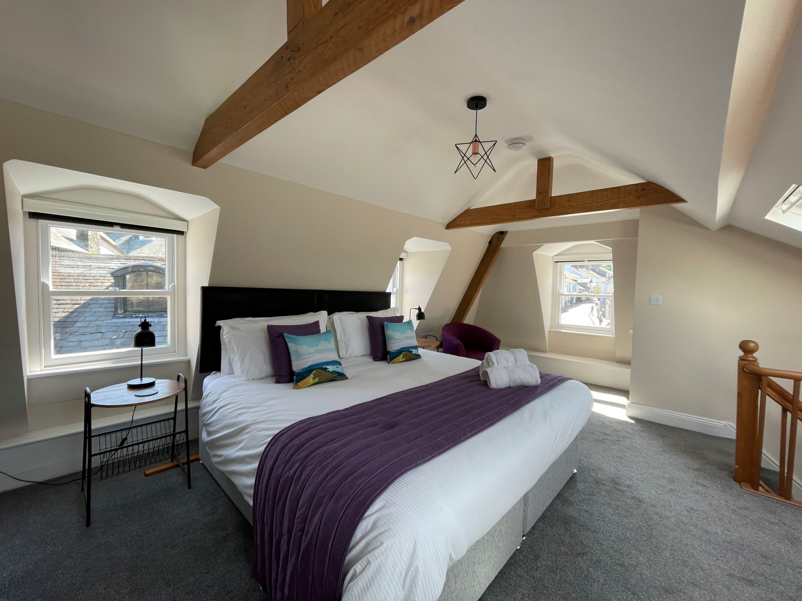 The comfortable super-king bed can be turned into twin beds on request
