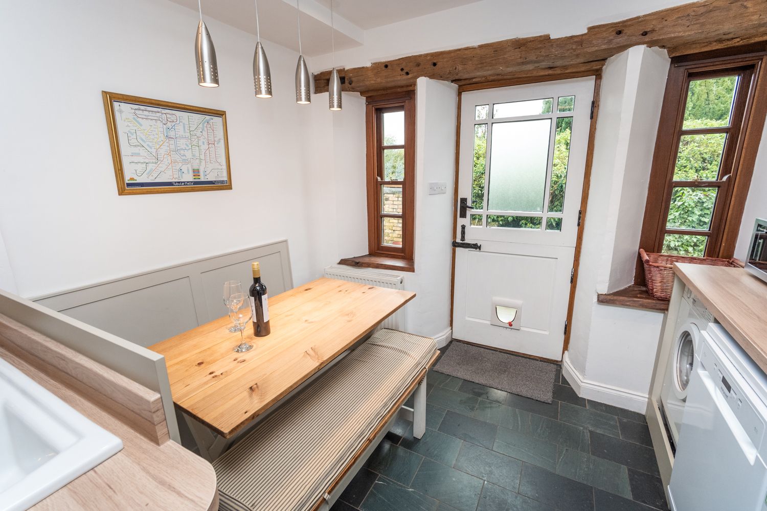 The cosy dining area is perfect for dinner and games nights