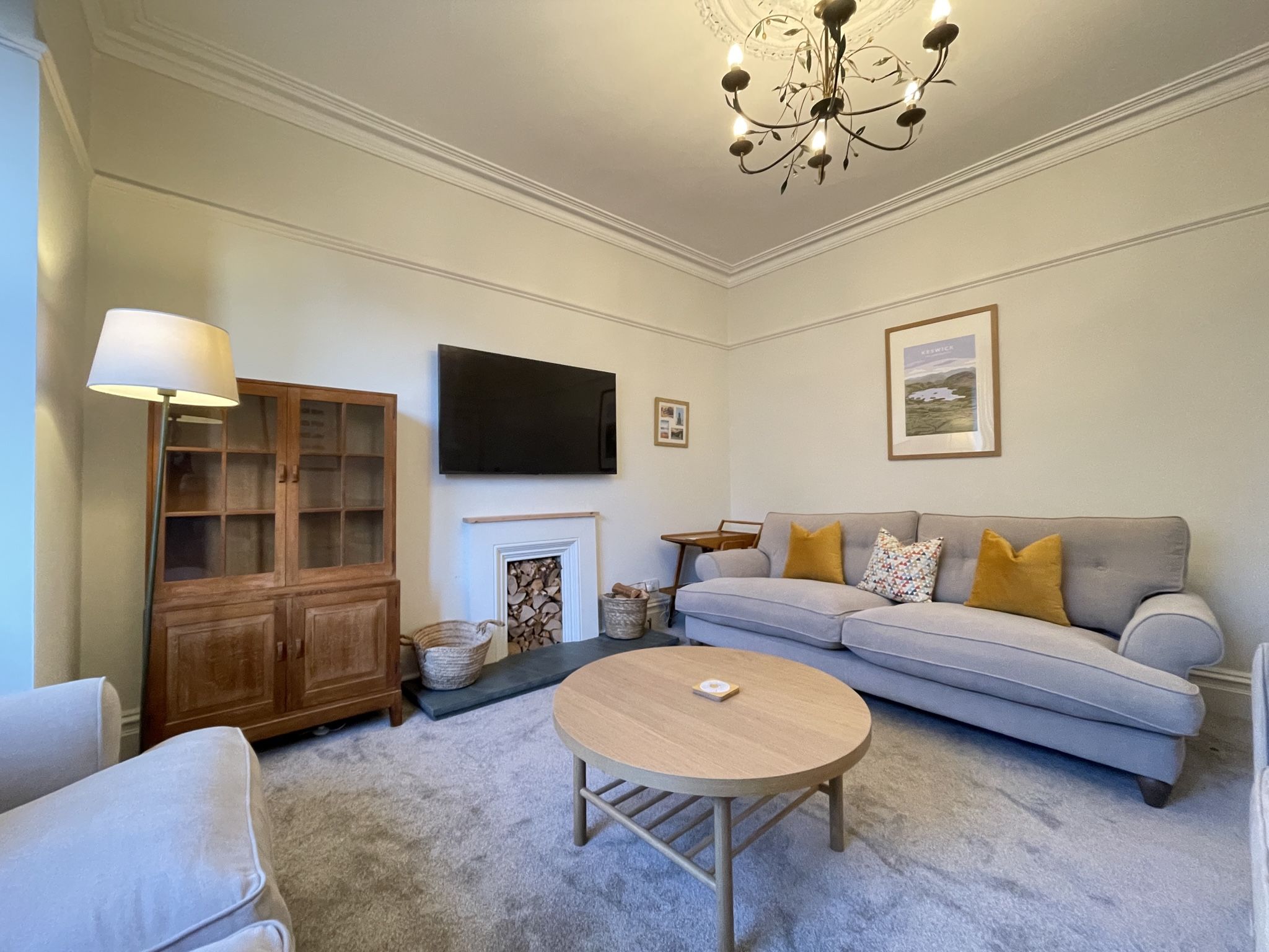 The first reception room has 3 large sofas, so everyone can congregate together