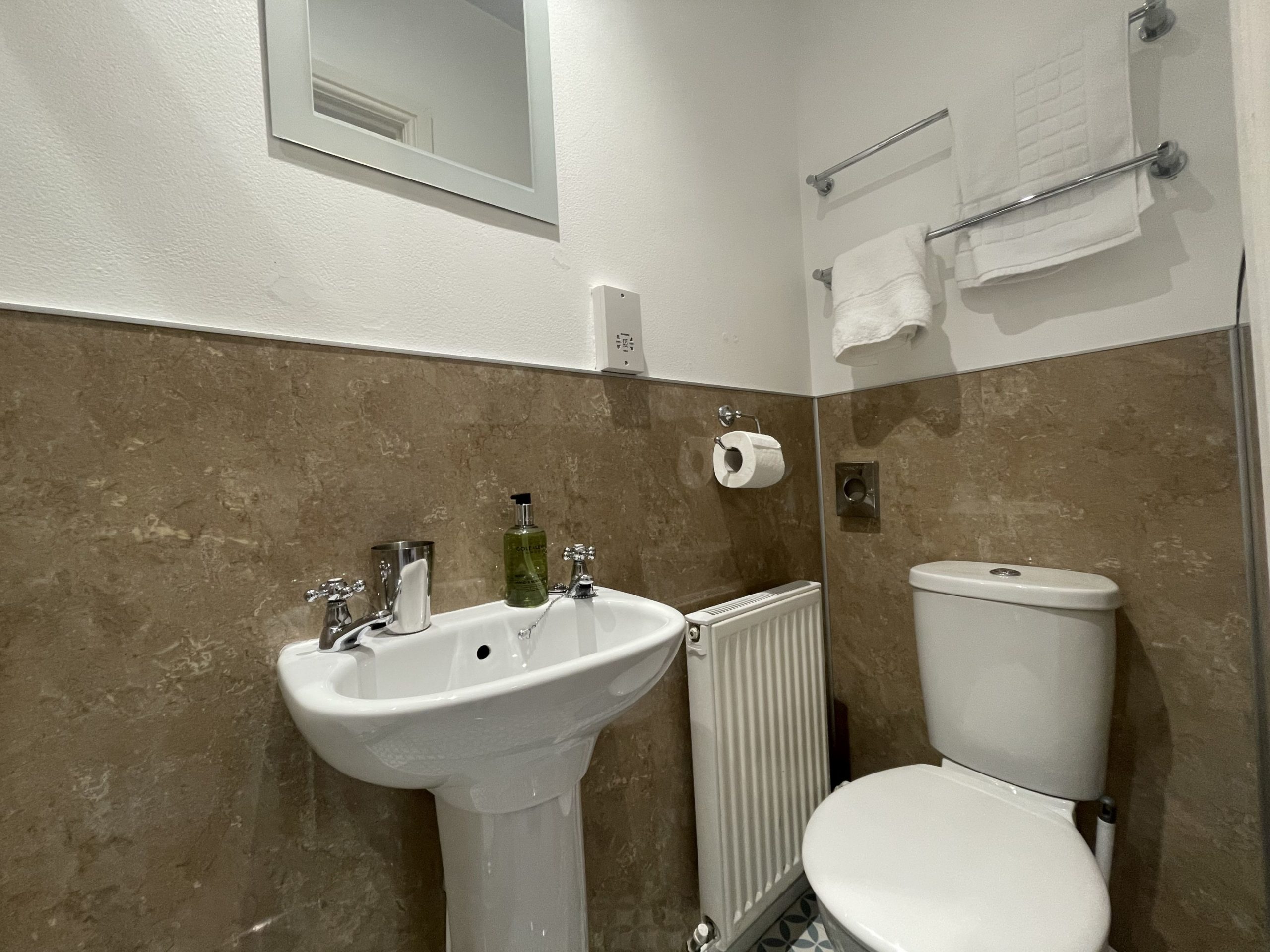 The king bedroom has an ensuite shower room