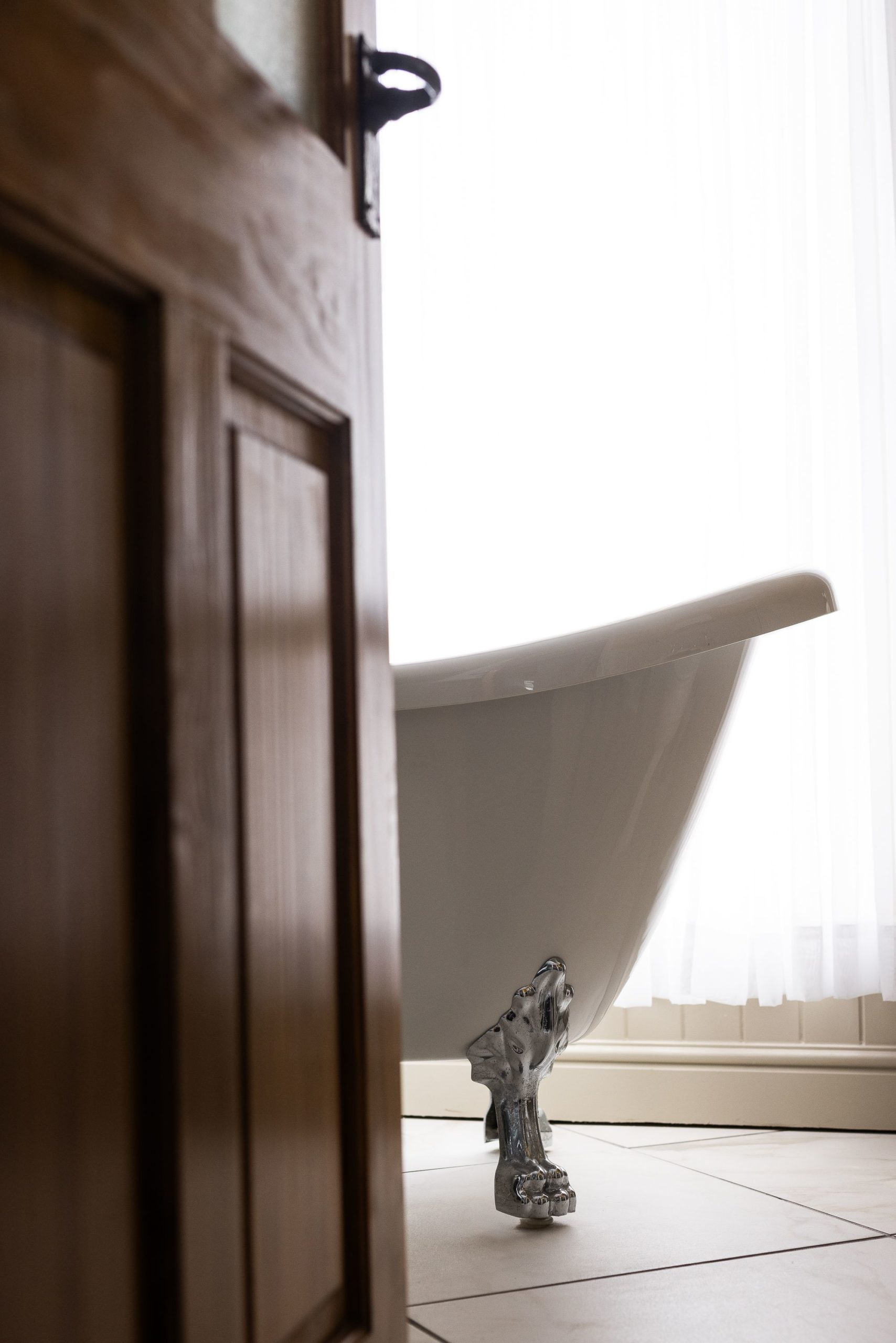  a feature bathroom with an elegant rolltop bath where you can relax after a day on the fells 