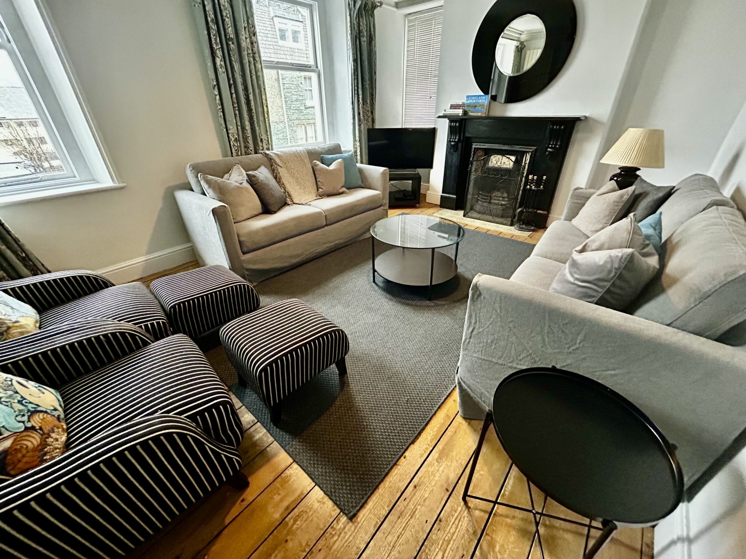 With NEW sofas, unwind in the spacious living room.