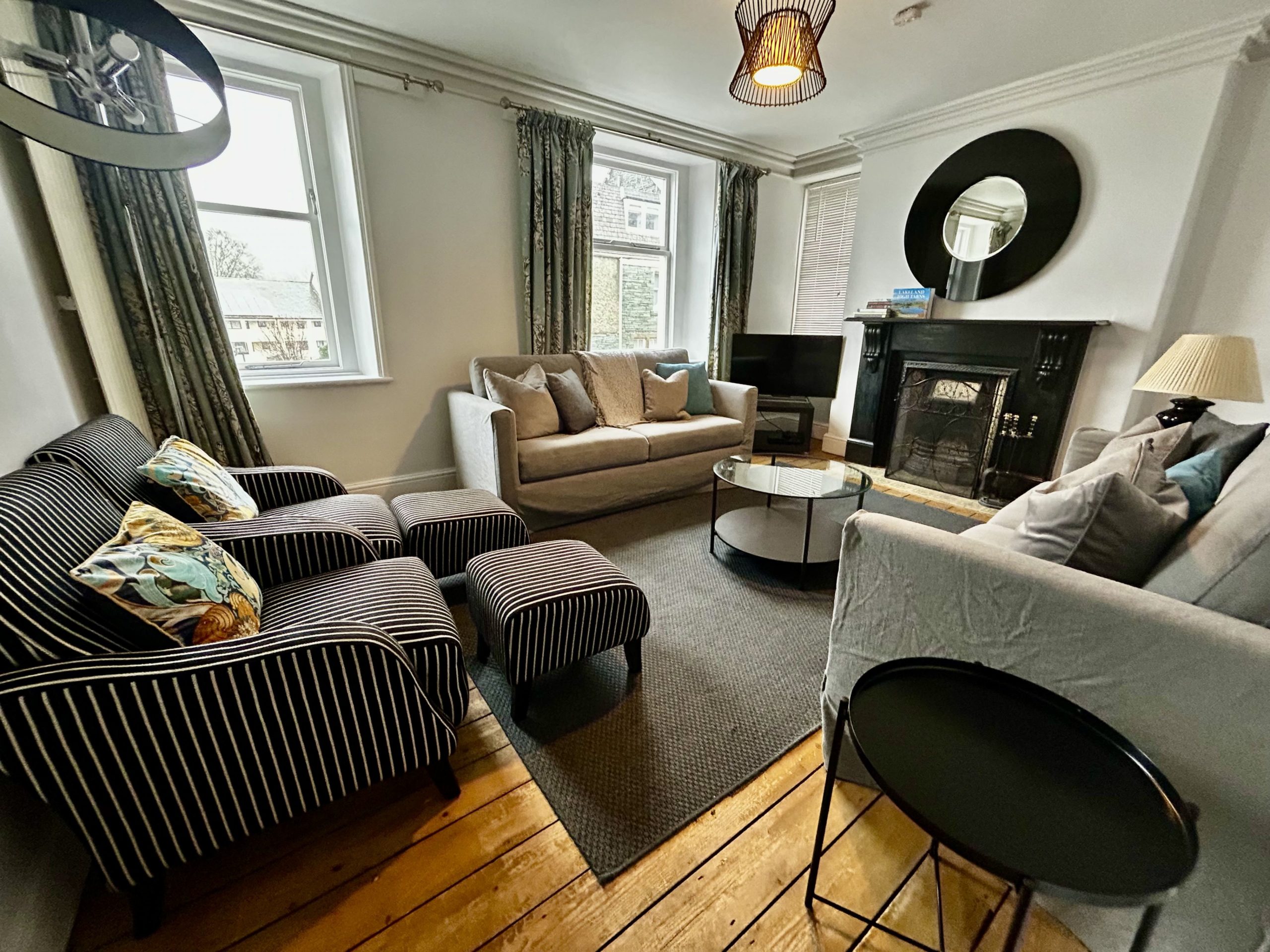 With NEW sofas, unwind in the spacious living room at 3 The Townhouses Keswick