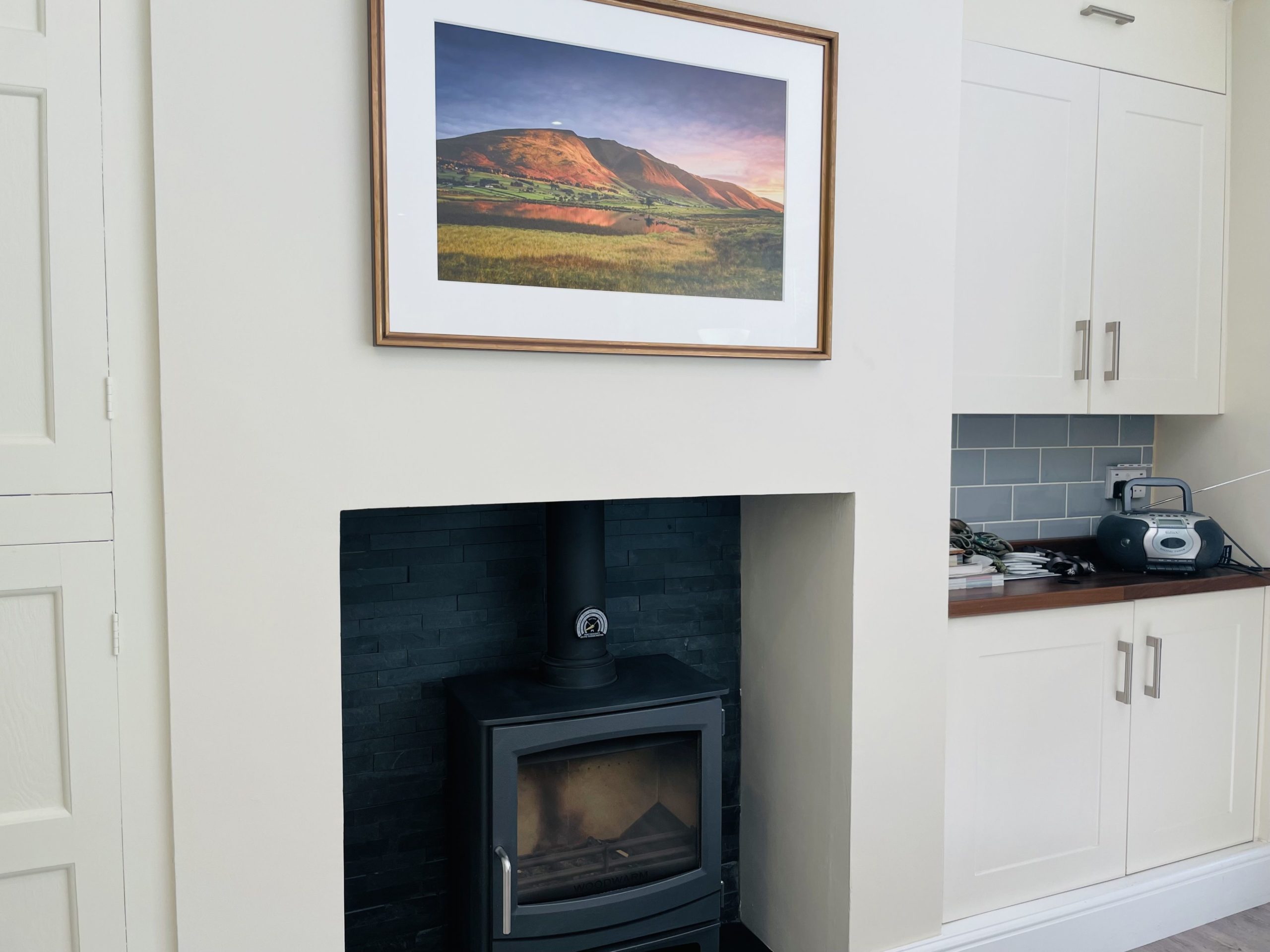 On the colder evenings you can also enjoy the log burning stove